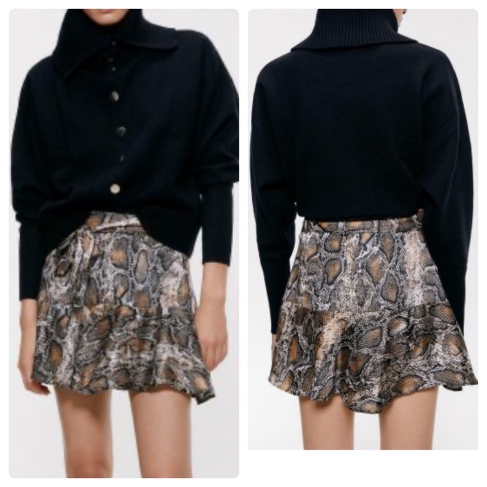 ZARA Snakeskin Print Skort/Skirt